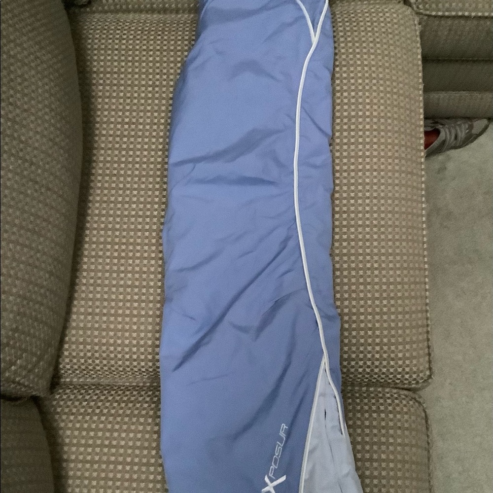 Like new Periwinkle blue color block ski pants with beautiful white piping